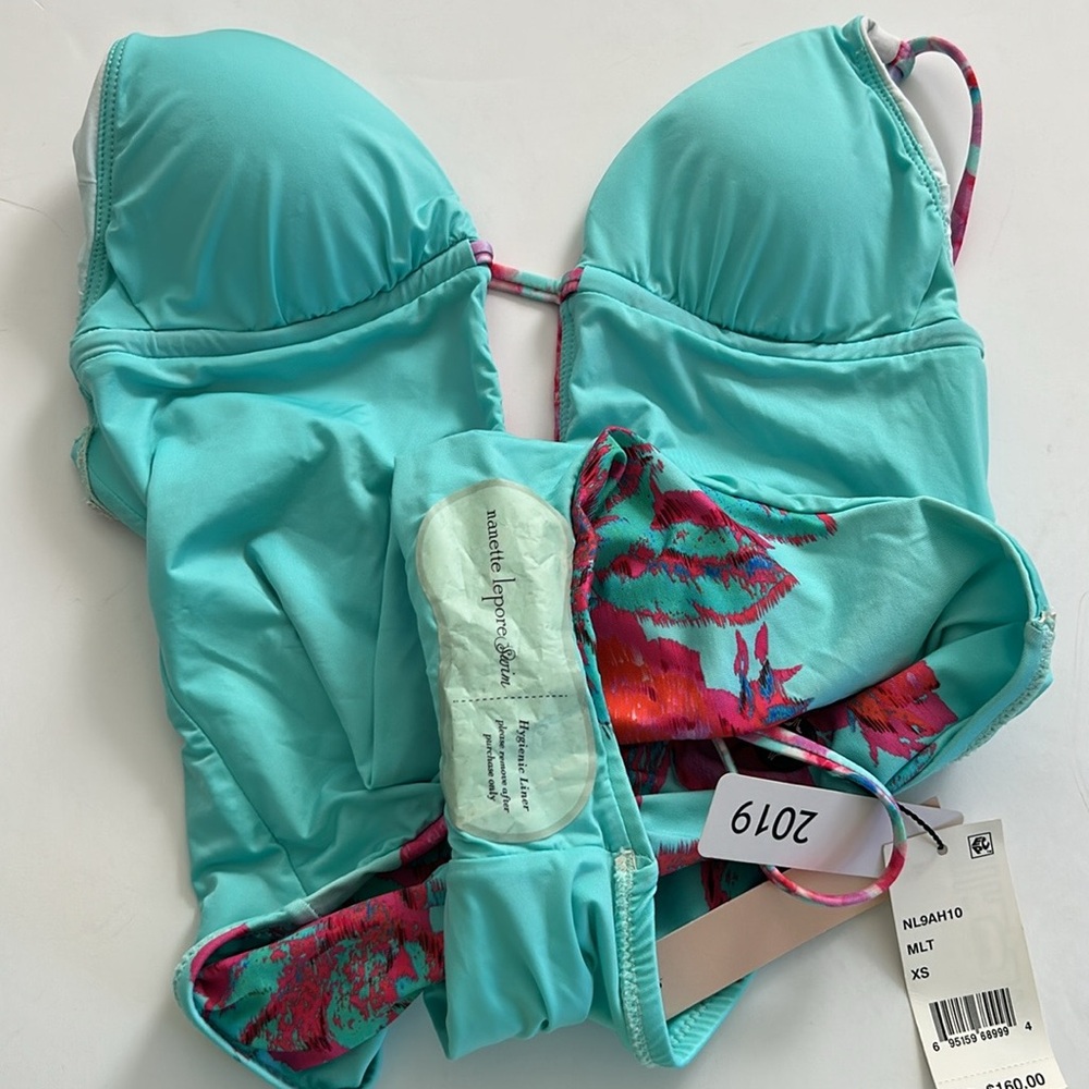 Nanette Lepore Turquoise and Pink Swimsuit - Picture 5 of 7
